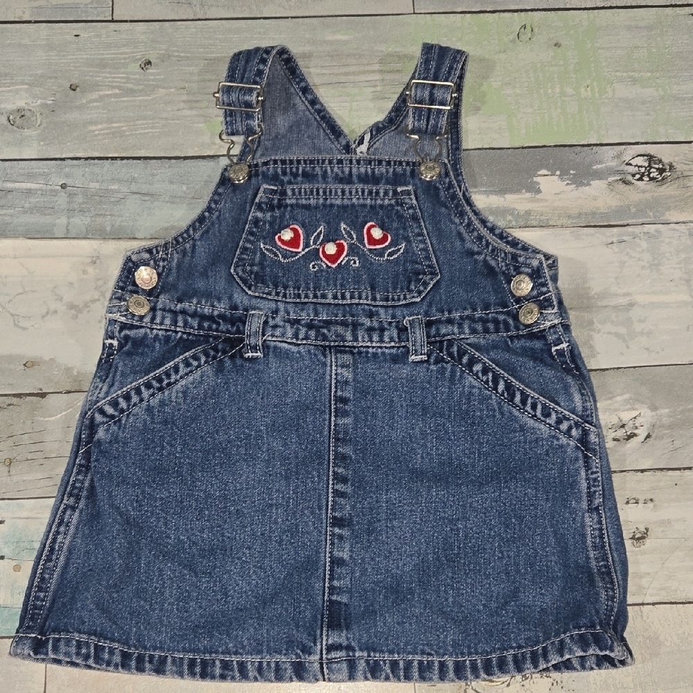 The Childrens Place Denim Jumper Dress Sz 12 Mo Y2K